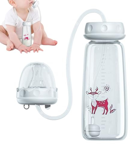 Biberon per Bambini - Silicone, 240ml Antigoccia Portatile Mani Libere | Biberon per Latte con Succhiotto e Cannuccia, Biberóņ Antiscivolo per Bambini Maschi Femmine Esterno Viaggio Picnic Campeggio