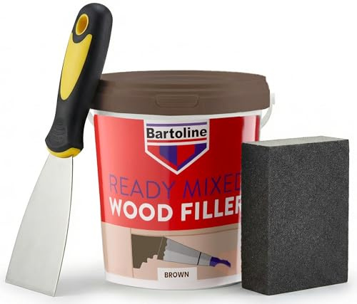 Brown Wood Filler 500g with Sanding Block & Filling Tool – Wood Filler Repair Kit for Cracks, Holes & Damaged Wood | Sandable, Paintable Wood Repair Compound