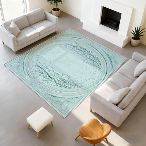 Générique Antiscivolo Astratto Elegante Lavabile Tapiss Tarocchi Astrologia Supporto in TPR Tappeto Pesci Canne Cerchio Tappeto 60x90 cm per Corridoio Ingresso