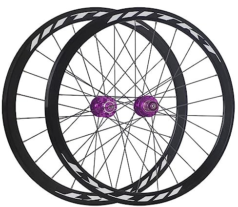 Hjulsats För Landsvägscykel 700C Aluminiumlegering Hjulsats Cykel Skivbroms | Snabbkoppling 24 Hål Nav Främre Bakre Hjul För 8/9/10/11/12 Hastighet(Purple)
