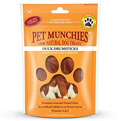 Pet Munchies Duck Drumsticks Dog Treats, Premium Dental Sticks with Natural Real Meat, Low in Fat 100g (8 Pack)