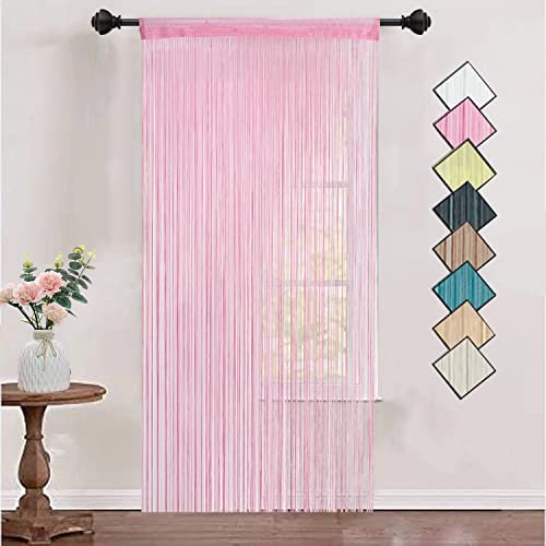 HSYLYM String Curtains Door Fringe Dense Decorative Use for Wedding,Party,Celebration,Pink,90 x 200 cm