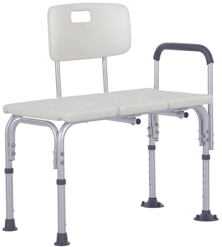 Homcom Sedia da Doccia con Altezza Regolabile su 6 Livelli, Piedini e Bracciolo Antiscivolo, Ampia Seduta (68.5x40.5cm)