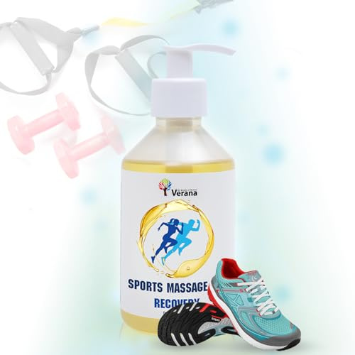Verana ﻿﻿Aceite de Masaje Deportivo con Árnica - Aloe - Caléndula - Llantén, Para Articulaciones y Músculos, Natural, Antes y Después del Entrenamiento Deportivo, Jogging, Natación (Aceite)