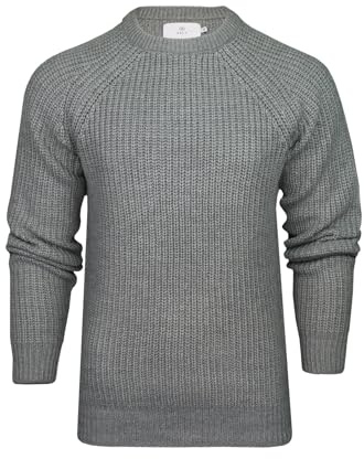 Xact Maglione Girocollo a Maglia Grossa con Maniche Raglan per Uomo (Grigio Medio) XXL