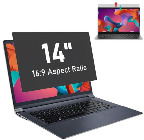 SOPPY Blickschutzfilter, 14 Zoll Laptop Blickschutzfolie, Laptop Screen Filter Datenschutz Bildschirmfilter mit Sichtschutz, Anti-Blaulicht und Blendschutz (16:9, 310 x 174 mm)