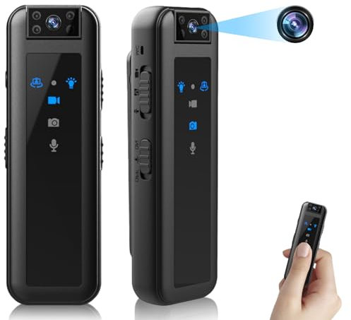 Mini Caméra Corporelle, Caméra Corporelle pour la sécurité des Tournages de Police, Petite Caméra de Poche Personnelle Portable 1080P avec Objectif Rotatif à 180 ° pour