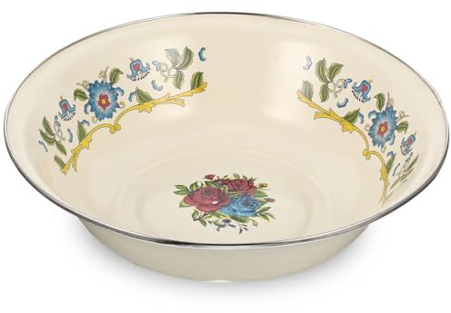 HOLIDYOYO Stoviglie Zuppiera smaltata ciotola di pasta smaltata bacinella di olio di strutto catino vintage arredamento casa contenitori contenitore smaltato lavabo in stile retrò lardo