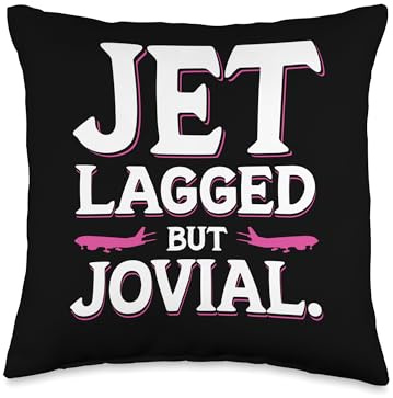 Jet Lagged But Jovial Women Stewardess Flight Attendant Throw Pillow