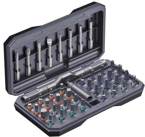 Ankilo Juego de destornilladores de trinquete 42 en 1 con 40 puntas magnéticas, juego de destornilladores de reparación con mango de trinquete giratorio, juego de destornilladores de trinquete