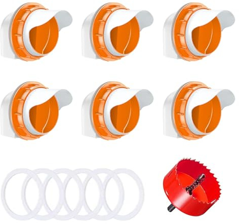 LUMOOM 6 Unidades, Dispensador Automático De Comida para Gallinas, Comedero DIY Sin Desperdicio, Accesorio Automático para Cubos, Cajas, Barriles, A Prueba De Ratas, Impermeable (Naranja)
