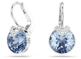 Swarovski Bella V Orecchini Pendenti, Gioielli con Cristalli Blu Swarovski, Pietre Preziose a Taglio Round, Placcatura in Tonalità Rodio, 1,9 x 1 cm, peso (singolo orecchino) 1,7 g