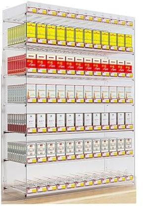 Convenience Store Zigaretten-Ausstellungsregal, transparente Thekenvitrine, Auto-Push-Trennwand, Zigarettenhalter für Geschäfte und Märkte (43,5 x 23,2 x 9 cm)