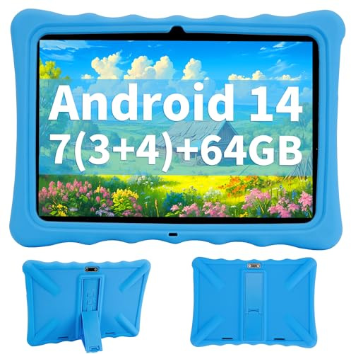 Veidoo Tablette pour Enfants – Écran IPS de 10,1 Pouces, 7 Go (3+4) de RAM 64 Go de ROM 512 Go Extensible, Double caméra, WiFi 6, Octa-Core Tablette de contrôle Parental livrée avec Housse de