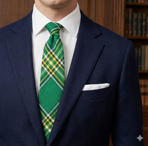 Hamilton Kilts Cravatta scozzese nero Stewart tartan scozzese tradizionale acrilico twill tessuto motivo a quadri, Verde irlandese., Taglia unica