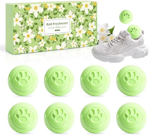 SCENTORINI Desodorante Bolas Calzado, Jazmín Ambientadores de Zapatos, 8Pcs Desodorante para Zapatos, para Zapatillas, Taquillas, Bolsas de Gimnasio, Oficinas y Coches, Aire Fresco