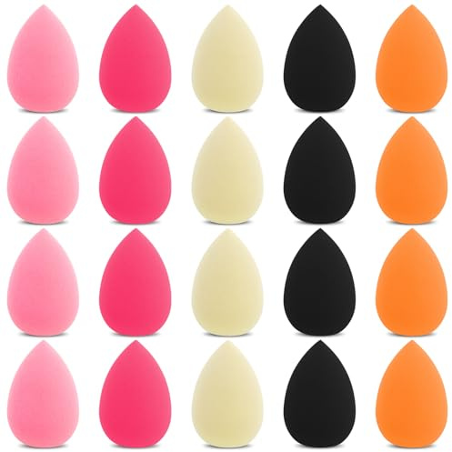 Qianyu 20 stycken makeup svampset kosmetika svampar tvättbar mini kosmetisk kapslator tillbehör för vätska våt torr foundation pulver solskydd primer täckpenna kroppspulder