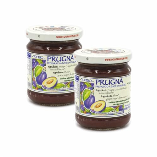 Agritur - Composta Prugna Bio, Senza Zuccheri Aggiunti solo Zuccheri della Frutta, Naturale, Ideale per Colazione e Merenda, Perfetta come Condimento per Dolci, Pack 2×210g