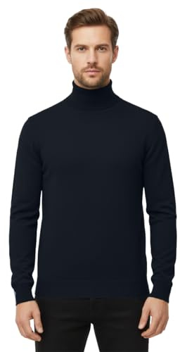 Generico Maglione Dolcevita Collo Alto da Uomo Invernale Tinta Unita in Misto Lana - Sottogiacca Collo Alto Taglie Normali e Calibrate Autunno-Inverno (IT, Testo, 4XL, Regular, Regular, Blu Scuro)