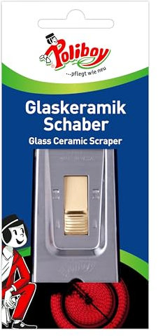POLIBOY Glaskeramik Schaber - Ceranfeldschaber aus rostfreiem Stahl - Als Kochfeldschaber und Reinigungsschaber - 1 Schaber - Made in Germany