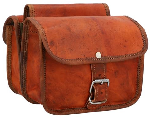 Gusti Rahmentasche Leder - Sabine S. Gepäckträger Tasche Doppelpacktasche Fahrradtasche Ledertasche Vintage Braun