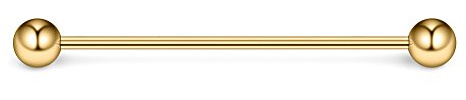Ruifan 1PC 16 Gauge Industrial Barbell Cartilage Earring Body Piercing Jewelry 1 3/8 Inch(35mm) - Gold