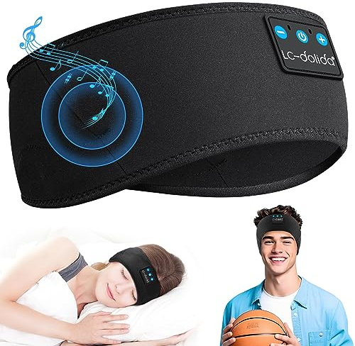 LC-dolida Casque de sommeil Bluetooth, casque de sommeil, casque de sport, casque pour dormir, bandeau avec haut-parleur stéréo HD ultra fin, cadeaux pour père, homme, femme