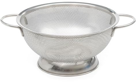 SAMMART 25 cm (10 Zoll) Sieb aus mikroperforiertem Edelstahlblech mit Griff – Sieb für Nudeln, Nudeln und Obst (1, 25cm dia.)
