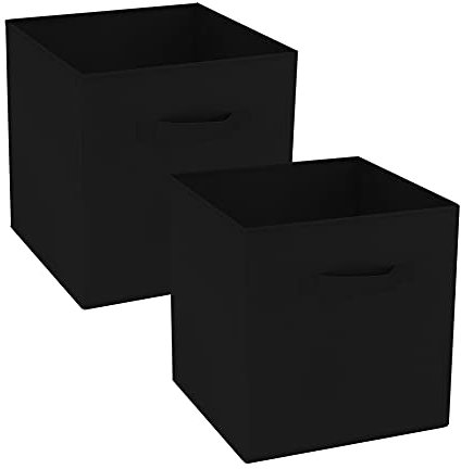 GREATOYAR Juego de 2 Cajas de Almacenamiento, Cajas de Almacenamiento de Tela, Cubos de Almacenamiento Plegables, Cajas de Juguetes Plegables, Cajas de Organización, 31x31x31cm, Negro, 2 Unidades