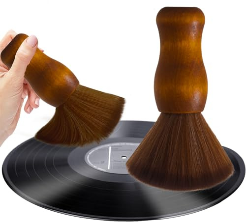 Turntable Vinyl Record Brush, Anti-Static Dust Record Cleaning Brush for Vinyl Albums LP CD Cartridge (Brown)