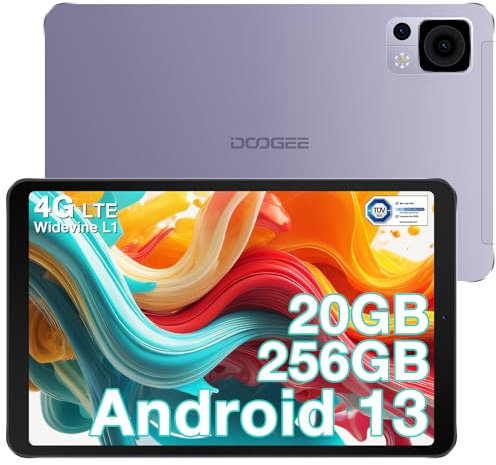 DOOGEE T20 Mini Pro Tablet Android 13, 8 Pulgadas 20(8+12) GB RAM + 256GB ROM/1TB, 2,3K PC, 5060mAh Batería, Dobles 4G+WiFi + Bluetooth, 13MP+5MP Cámara/Octa-Core