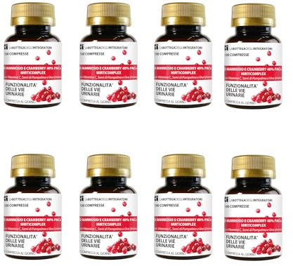 D - Mannosio e Cranberry 40% PAC Mirti Complex con Semi di Pompelmo, Uva Ursina e Vitamina C | 800 compresse 1 al dì | Mirtillo Rosso ad Alto Dosaggio