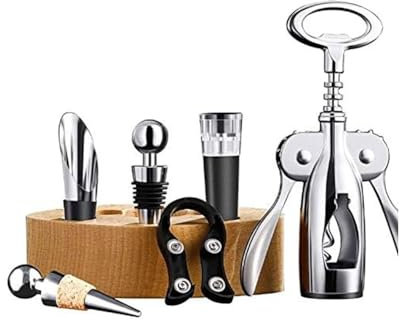 OLDMFZP Ouvre-Bouteilles for barmen, présentation des Outils de Bar innovants, Bouteille de vin, kit d'accessoires en Acier Inoxydable de 6 pièces, Cadeaux for Sommelier, kit Cadeaux for Sommelier