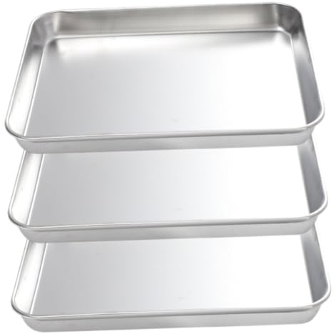 Hohopeti 3 piezas Bandeja Horno Acero Inoxidable Bandeja Hornear Resistente Duradera para Galletas Asados y Pizzas para Horno y Fácil Limpieza
