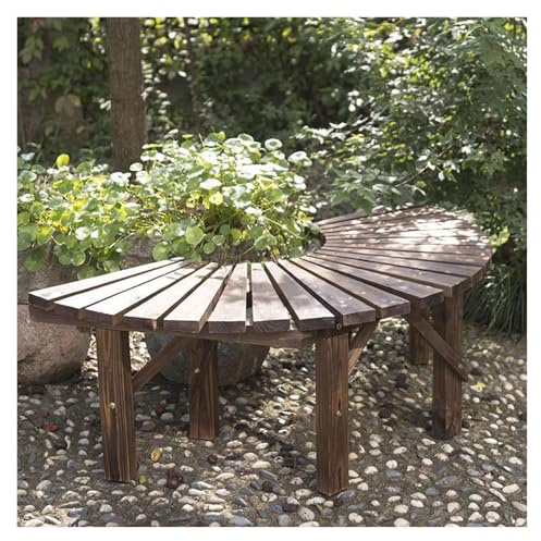 Générique Banc d'arbre D'extérieur, Supportant 400 Kg, Siège De Cour Incurvé en Bois, for Pelouse, Cour, Patio, Bord De Piscine, Jardin, Balcon