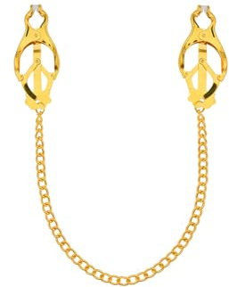 Nipple Clamps with Chain, Stainless Steel Adjustable Nipple Clamp,Non-Piercing Nipple Rings Decorative Clip,Women Men Couple Toys Accessorieser (Golden)
