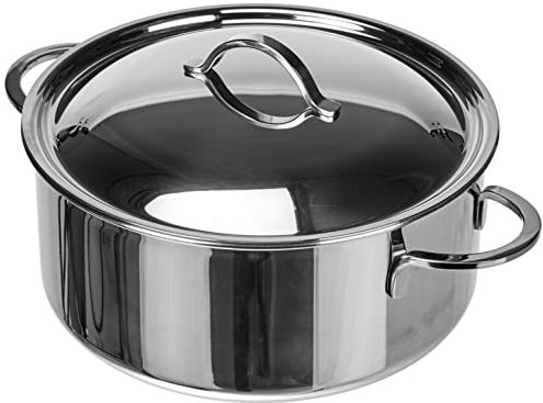 Spring CRISTAL Bratentopf mit Deckel | rostfreier Edelstahl | Ø 20 cm, Höhe: 9 cm | 2,7 ltr. | induktionsgeeignet | Bräter mit Deckel backofengeeignet | Spülmaschinenfest | Kochtopf