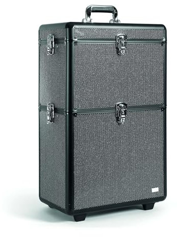 Sibel Koffer Strass XL, 98 Liter, Metallic Silver, 4 Räder, Tastensperre, ReÃŸverschlussteiler, Kratzfest, Polyester, Large, Tragegriff, Verstellbar, 4 Taschen