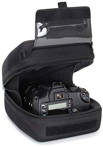 USA Gear Schnellzugriffs-DSLR-Hartschalen-Kamera- und Zoomobjektivgehäuse mit geformtem Eva-Schutz, gepolstertem Innenbereich, Gürtelhalfter und gummibeschichtetem Griff