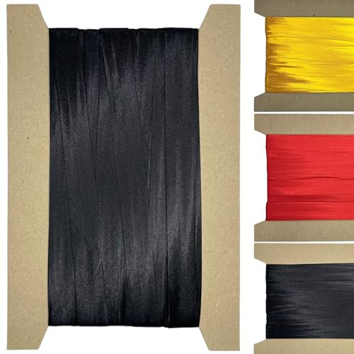 Roban Fashion 10m Satin Schrägband zum Nähen gefalzt 20mm breit Schwarz