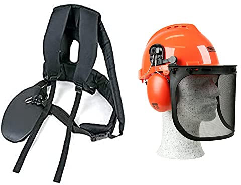 Oregon 539172 Professional Harness for Supporting Brushcutter and Strimmer & Yukon Chainsaw Safety Helmet with Protective Ear Muff and Mesh Visor (562412)