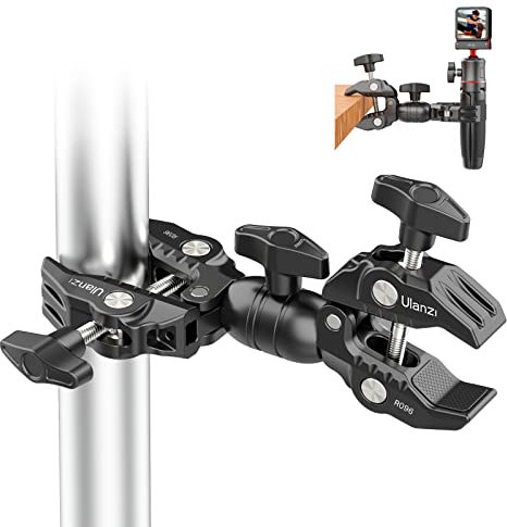 R096 Klemme Stativ, Magic Arm mit Super Clamp Double Camera Clamp und 360° Crab Kugelkopfarm für Fotostudio-Lichtstativ, Fotoreflektor, Fotogalgenstativ, Querstangen