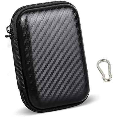 Portable Cable Case with Carabiner, Shock Resistant Hard EVA Case for Earphone Cable, Earbuds and Power Bank (Large)
