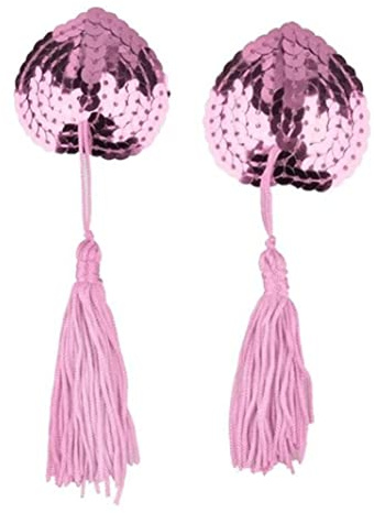 Bröstvårta tofsar ett par paljetter pasties täcker självhäftande bröst tofsar bh sexig burlesk dynor klistermärken rollspel kostym (rosa), Rosa, en storlek