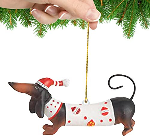 Halatua Weihnachtsbaum-Anhänger – Dackel-Weihnachts-Anhänger, Handwerk, Acryl, lustiger Hund, Auto-Anhänger, hängende Bastelbedarf, DIY-Weihnachtsymbole, Heimdekoration