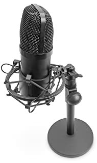 DIGITUS USB-Kondensator-Mikrofon - inkl. Tischständer & Pop-Schutz-Filter - Plug & Play - Ideal für Online-Meetings, Podcast, Studio und Live-Streaming - Schwarz