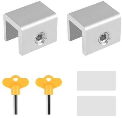 Sliding Window Locks,2/4pcs Adjustable Stainless Steel Window Lock Stopper with Key for Up and Down Windows