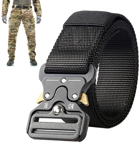 MEKEET 1PCS Military Belts for Men Breathable and Adjustable Canvas Nylon Work Belts for Men with Heavy Duty Buckle Quick Release Tactical Belt for Daily Working and Outdoor Sports (Black)