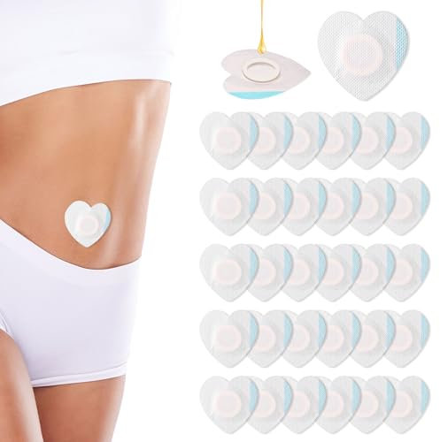 30pz Impacco Olio di Ricino per Ombelico, Autoadesivo Castor Oil Pack Wrap Cuore Tessuto Altamente Assorbente Monouso Copertura Organica Cerotti Compressivi Nessun Lavaggio (Olio Non Incluso)