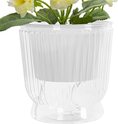 Fioriera idroponica trasparente drenante, vasi da fiori con serbatoio profondo, vasi autoirriganti per piante da interno, vasi per orchidee autoirriganti con foro di drenaggio, per orchidee e tulipani